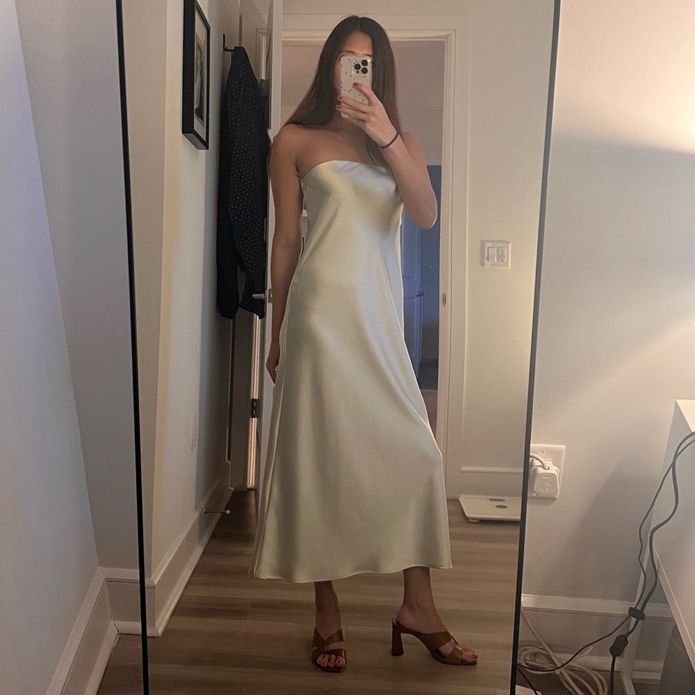 Elegant White Strapless Dress size S